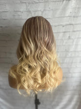 Load image into Gallery viewer, Luxury READY TO SHIP Clearance 16” 150% Ash Brown Blonde Balayage Human Hair 13x4” Lace Front Wig Transparent Glueless