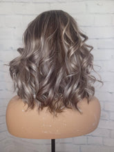 Load image into Gallery viewer, Luxury READY TO SHIP 12” 150% Cold Grey Balayage Human Hair 13x4 Lace Front Wig Transparent Glueless