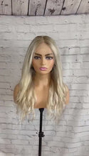 Load and play video in Gallery viewer, READY TO SHIP 18” 180% 360 Lace Ash Blonde Balayage Highlighted Bleached Knots Human Hair Wig