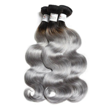 Load image into Gallery viewer, Luxury Peruvian Dark Roots Grey Gray Silver Body Wave Human Hair Extensions 10A
