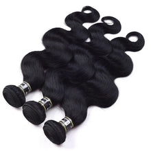 Load image into Gallery viewer, Luxury Jet Black Body Wave #1 Peruvian Virgin Human Hair Extensions 7A Weave