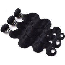 Load image into Gallery viewer, Luxury Jet Black Body Wave #1 Peruvian Virgin Human Hair Extensions 7A Weave
