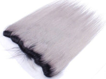 Load image into Gallery viewer, Luxury Silky Straight Brazilian Dark Roots Grey 13x4 Lace Frontal 13x4 Virgin Hair 7A