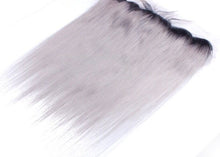 Load image into Gallery viewer, Luxury Silky Straight Brazilian Dark Roots Grey 13x4 Lace Frontal 13x4 Virgin Hair 7A