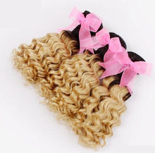 Load image into Gallery viewer, Luxury Deep Wave Brazilian Blonde Dark Roots Ombre Virgin Human Hair + Closure