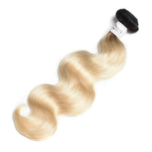 Load image into Gallery viewer, Luxury Russian #1b/613 Ombre Bleach Blonde Body Wave Human Hair Extensions 10A