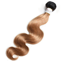 Load image into Gallery viewer, Luxury 100g Peruvian Human Hair Extensions #1b/27 Honey Blonde Ombre Body Wave