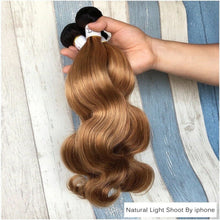 Load image into Gallery viewer, Luxury 100g Peruvian Human Hair Extensions #1b/27 Honey Blonde Ombre Body Wave