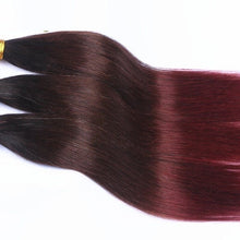 Load image into Gallery viewer, Luxury Brazilian Three Tone Burgundy Red Straight Hair Extensions + Frontal