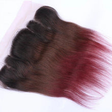Load image into Gallery viewer, Luxury Brazilian Three Tone Burgundy Red Straight Hair Extensions + Frontal