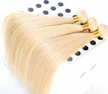 Load image into Gallery viewer, Luxury Silky Straight Bleach Blonde #613 Brazilian Virgin Human Hair Extensions