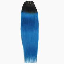Load image into Gallery viewer, Luxury Clip In Human Hair Extensions #1B/Royal Blue Remy Ombre 7pcs 120g