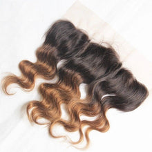 Load image into Gallery viewer, Luxury Brazilian Two Tone Ombre Auburn #30 Body Wave Hair Extensions + Frontal