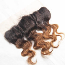 Load image into Gallery viewer, Luxury Brazilian Two Tone Ombre Auburn #30 Body Wave Hair Extensions + Frontal