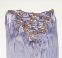 Load image into Gallery viewer, Luxury Clip In Human Hair Extensions Remy Lavender Purple Highlights 120g