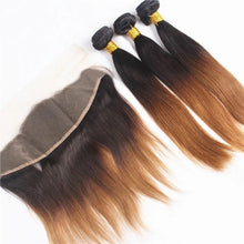 Load image into Gallery viewer, Luxury Brazilian Two Tone Ombre Auburn #30 Straight Hair Extensions + Frontal