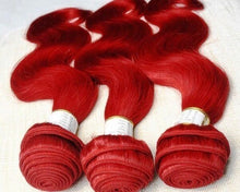 Load image into Gallery viewer, Luxury Body Wave Brazilian Hot Red Virgin Human Hair Weave Weft Extensions