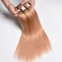 Load image into Gallery viewer, Luxury Peruvian Honey Blonde #27 Silky Straight Virgin Human Hair Extensions 10A