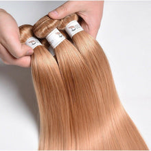 Load image into Gallery viewer, Luxury Peruvian Honey Blonde #27 Silky Straight Virgin Human Hair Extensions 10A