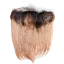Load image into Gallery viewer, Luxury Silky Straight Peruvian Honey Blonde #27 Dark Roots 13x4 Lace Frontal 13x4 10A
