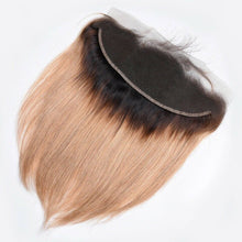 Load image into Gallery viewer, Luxury Silky Straight Peruvian Honey Blonde #27 Dark Roots 13x4 Lace Frontal 13x4 10A