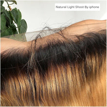 Load image into Gallery viewer, Luxury Silky Straight Peruvian Honey Blonde #27 Dark Roots 13x4 Lace Frontal 13x4 10A