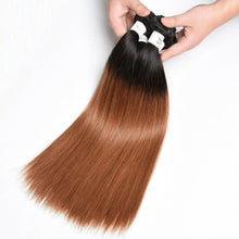 Load image into Gallery viewer, Luxury Peruvian #1b/30 Auburn Silky Straight Virgin Human Hair Extensions 10A
