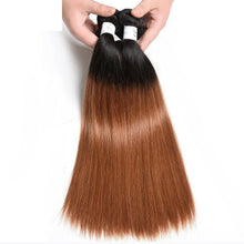 Load image into Gallery viewer, Luxury Peruvian #1b/30 Auburn Silky Straight Virgin Human Hair Extensions 10A