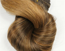 Load image into Gallery viewer, Luxury 100g Weft Human Hair Extensions #2/8 Balayage Ombre Brown Straight Weave