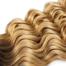 Load image into Gallery viewer, Luxury Dark Roots Peruvian Honey Blonde Deep Wave Virgin Human Hair Extensions