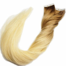 Load image into Gallery viewer, Luxury Tape In Human Hair Extensions #8/613 Blonde Balayage Straight 40pcs 100g