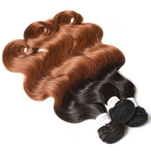 Load image into Gallery viewer, Luxury Peruvian #1b/30 Auburn Body Wave Wavy Virgin Human Hair Extensions 10A
