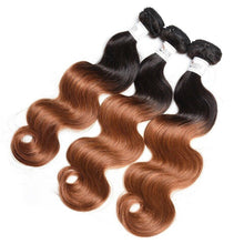 Load image into Gallery viewer, Luxury Peruvian #1b/30 Auburn Body Wave Wavy Virgin Human Hair Extensions 10A