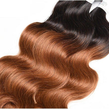 Load image into Gallery viewer, Luxury Peruvian #1b/30 Auburn Body Wave Wavy Virgin Human Hair Extensions 10A