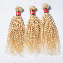 Load image into Gallery viewer, Luxury Kinky Curly Brazilian Bleach Blonde #613 Virgin Human Hair Extensions