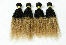 Load image into Gallery viewer, Luxury Kinky Curly Brazilian Honey Blonde #27 Ombre Virgin Human Hair Extensions