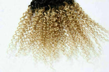 Load image into Gallery viewer, Luxury Kinky Curly Brazilian Honey Blonde #27 Ombre Virgin Human Hair Extensions