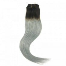 Load image into Gallery viewer, Luxury Tape In Human Hair Extensions #1b/Silver Grey Ombre Straight 40pcs 100g
