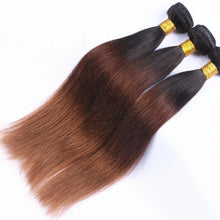 Load image into Gallery viewer, Luxury Brazilian Three Tone Ombre Auburn #30 Straight Hair Extensions + Frontal