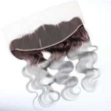 Load image into Gallery viewer, Luxury Body Wave Peruvian Dark Roots Grey 13x4 Lace Frontal 13x4 Virgin Hair 7A