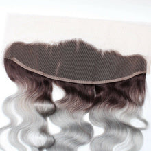 Load image into Gallery viewer, Luxury Body Wave Peruvian Dark Roots Grey 13x4 Lace Frontal 13x4 Virgin Hair 7A