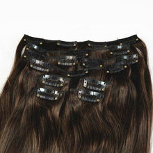 Load image into Gallery viewer, Luxury Clip In Human Hair Extensions #2/8 Balayage Ombre Straight 7pcs 120g