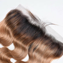 Load image into Gallery viewer, Luxury Body Wave Peruvian Honey Blonde #27 Dark Roots 13x4 Lace Frontal 13x4 10A