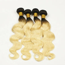 Load image into Gallery viewer, Luxury Dark Roots Brazilian Bleach Blonde #613 Body Wave Virgin Hair Extensions
