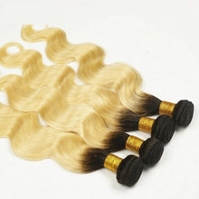 Load image into Gallery viewer, Luxury Dark Roots Brazilian Bleach Blonde #613 Body Wave Virgin Hair Extensions