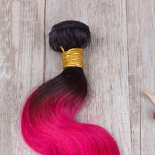 Load image into Gallery viewer, Luxury Brazilian Hot Pink Dark Root Ombre Body Wave Virgin Human Hair Extensions