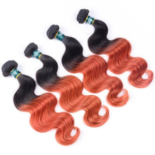 Load image into Gallery viewer, Luxury Body Wave Orange Red #350 Ombre Peruvian Virgin Human Hair Extensions