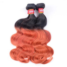 Load image into Gallery viewer, Luxury Body Wave Orange Red #350 Ombre Peruvian Virgin Human Hair Extensions