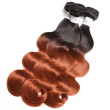 Load image into Gallery viewer, Luxury Peruvian #1b/350 Copper Red Body Wave Virgin Human Hair Extensions 10A