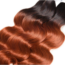 Load image into Gallery viewer, Luxury Peruvian #1b/350 Copper Red Body Wave Virgin Human Hair Extensions 10A